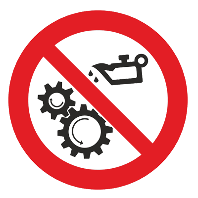 Знак - Запрещается смазывать механизмы при движении Р-43