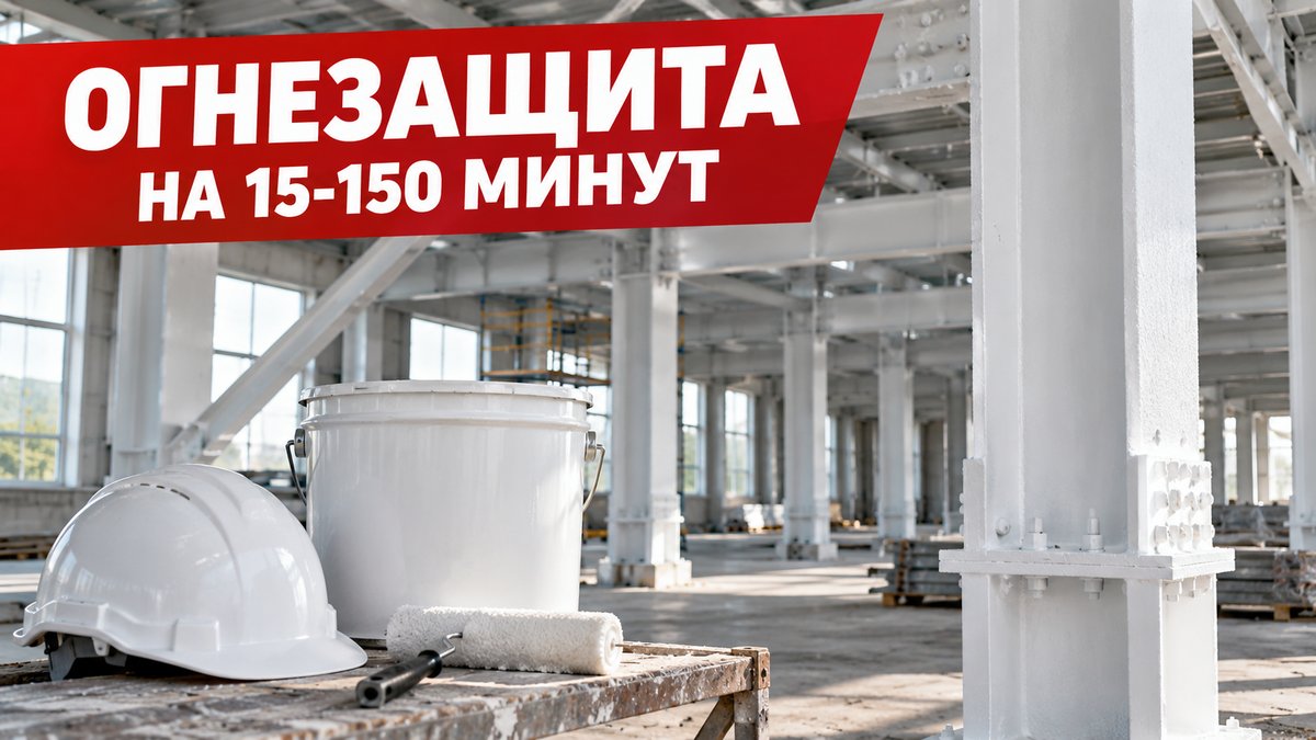 Огнезащита на 15-150 минут: подбор состава Огнезащита металлоконструкций на 15-150 минут: белые колонны цеха с огнезащитной краской